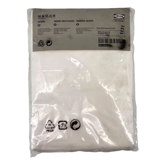 Ikea Skoghall Green Leaves Patter Pillowcase Queen Set Of Two 002.120.83 - Picture 3 of 5